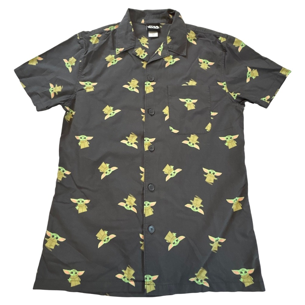Star Wars The Child Baby Yoda‎ Short Sleeve Button Up Shirt Men's Small Hawaiian